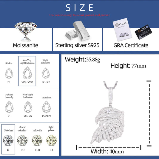 Iced Out Bald Eagle Pendant Necklace for Men, image 4