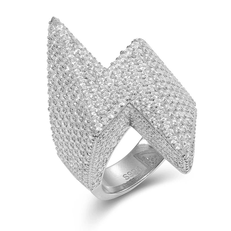 Iced Out Lightning Bolt Ring for Men, image 2