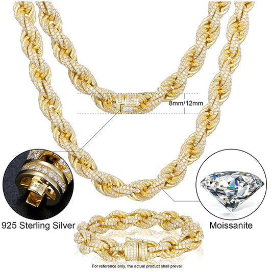 Iced Out Twist Rope Necklace or Bracelet for Men, image 3
