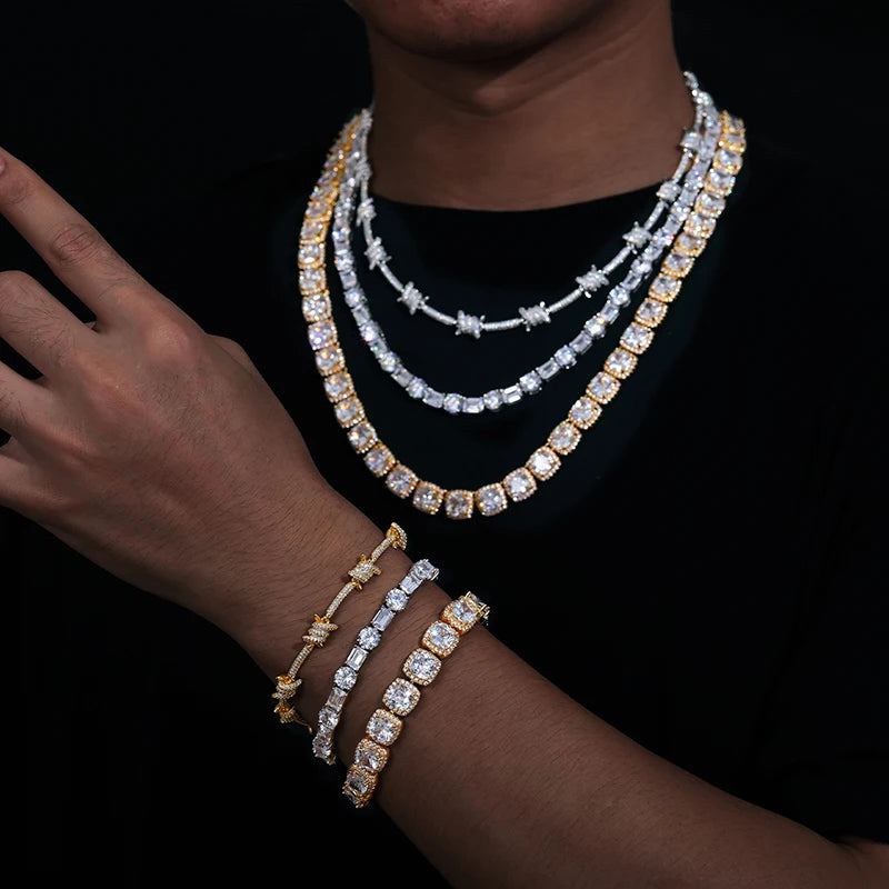 Iced Out Barbed Wire Necklace for Men, image 3