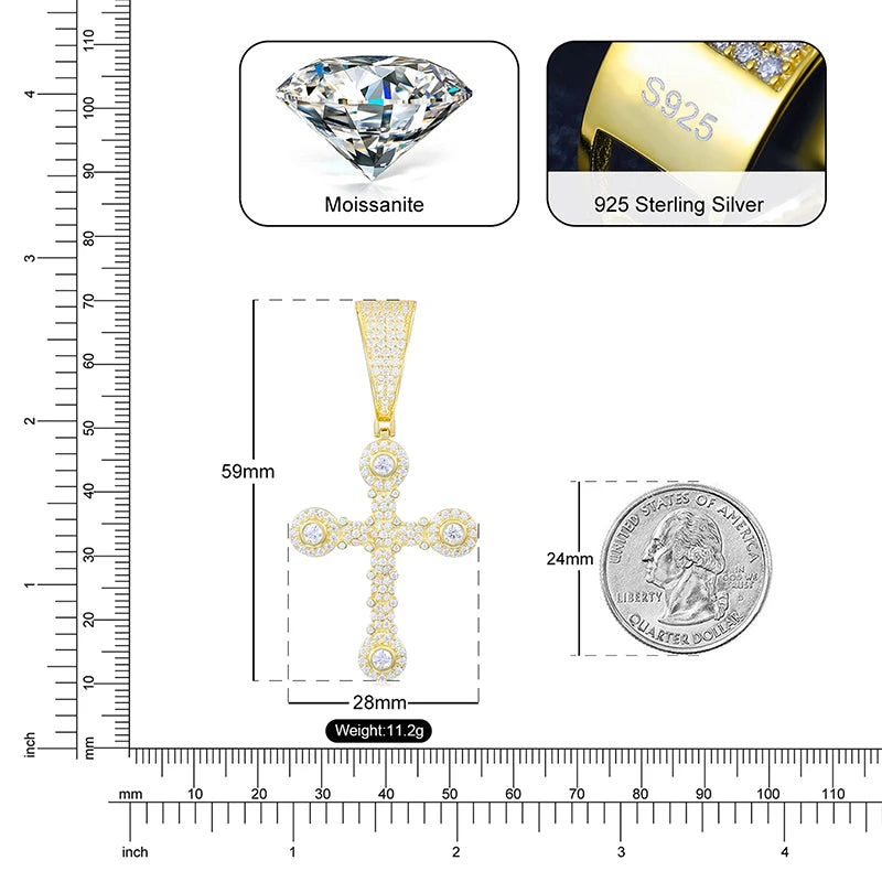 Iced Out Cross Pendant Necklace for Men, image 5
