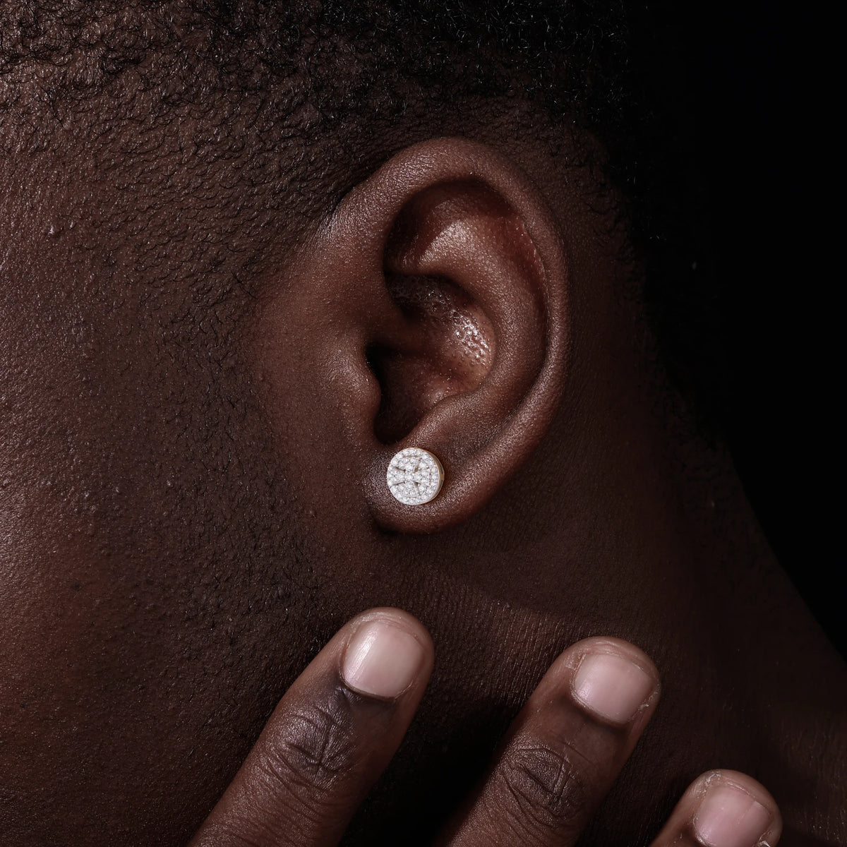 Moissanite Halo and Cluster Stud Earrings for Men, image 5