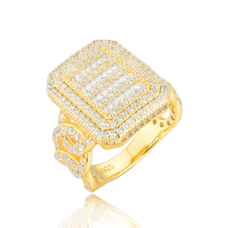 Iced Out Square Face Ring for Men with Cuban Link Band, image 8