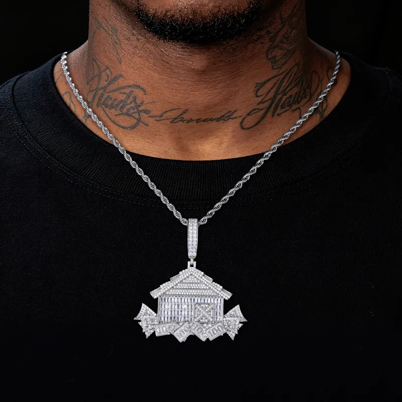 Iced Out House Pendant Necklace for Men, image 6