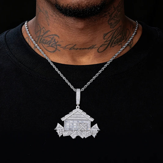 Iced Out House Pendant Necklace for Men, image 6