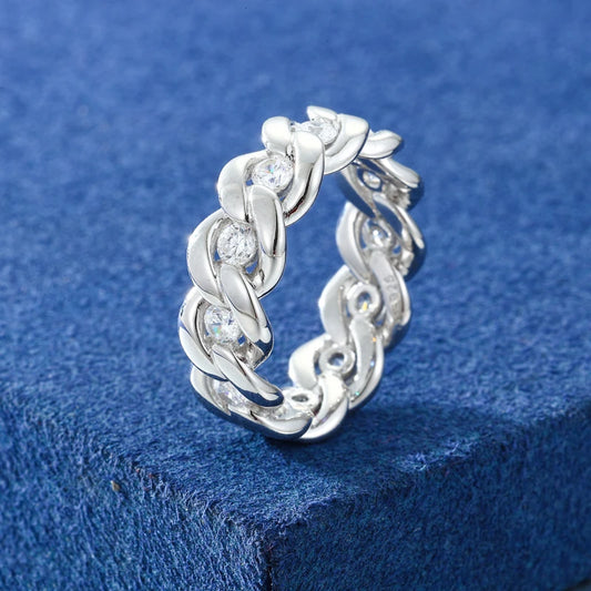 Iced Out Cuban Link Ring for Men