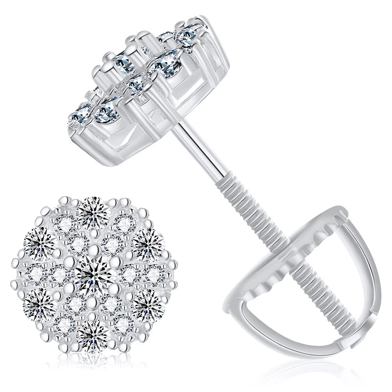 Moissanite Cluster Stud Earrings, image 2