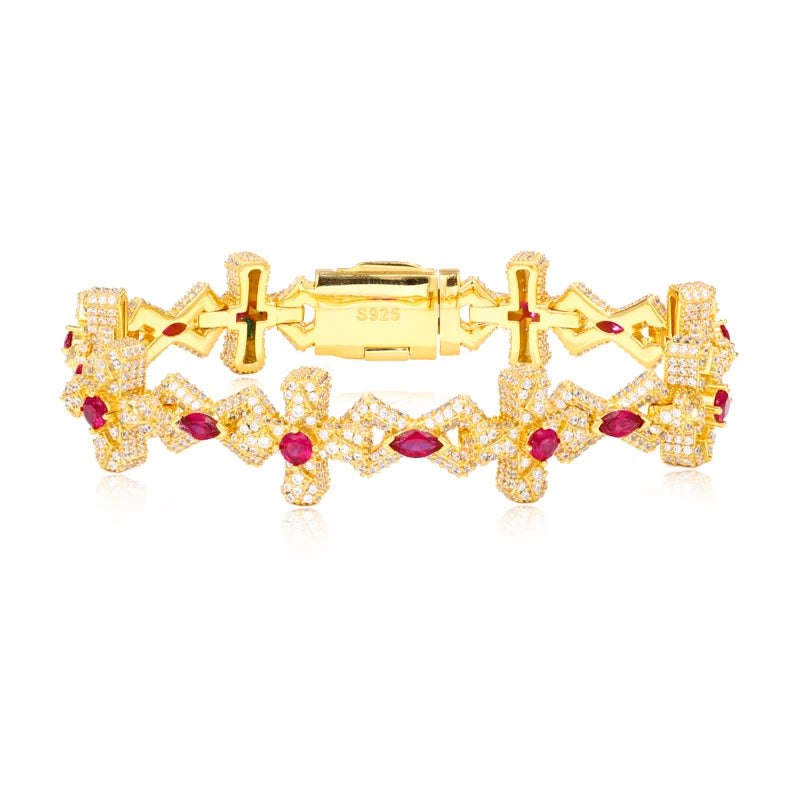 Iced Out Cross Link Bracelet for Men, image 9