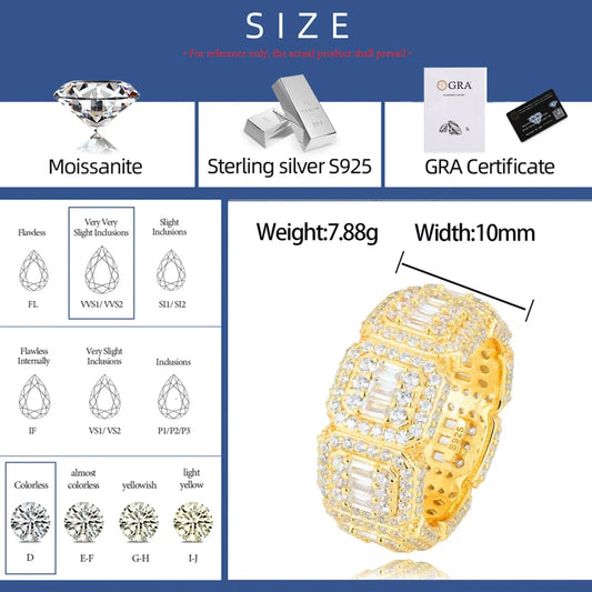 Iced Out Moissanite Wide Band Ring, image 5