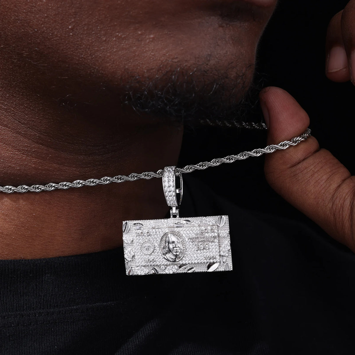 Iced Out Dollar Bill Pendant for Men, image 6