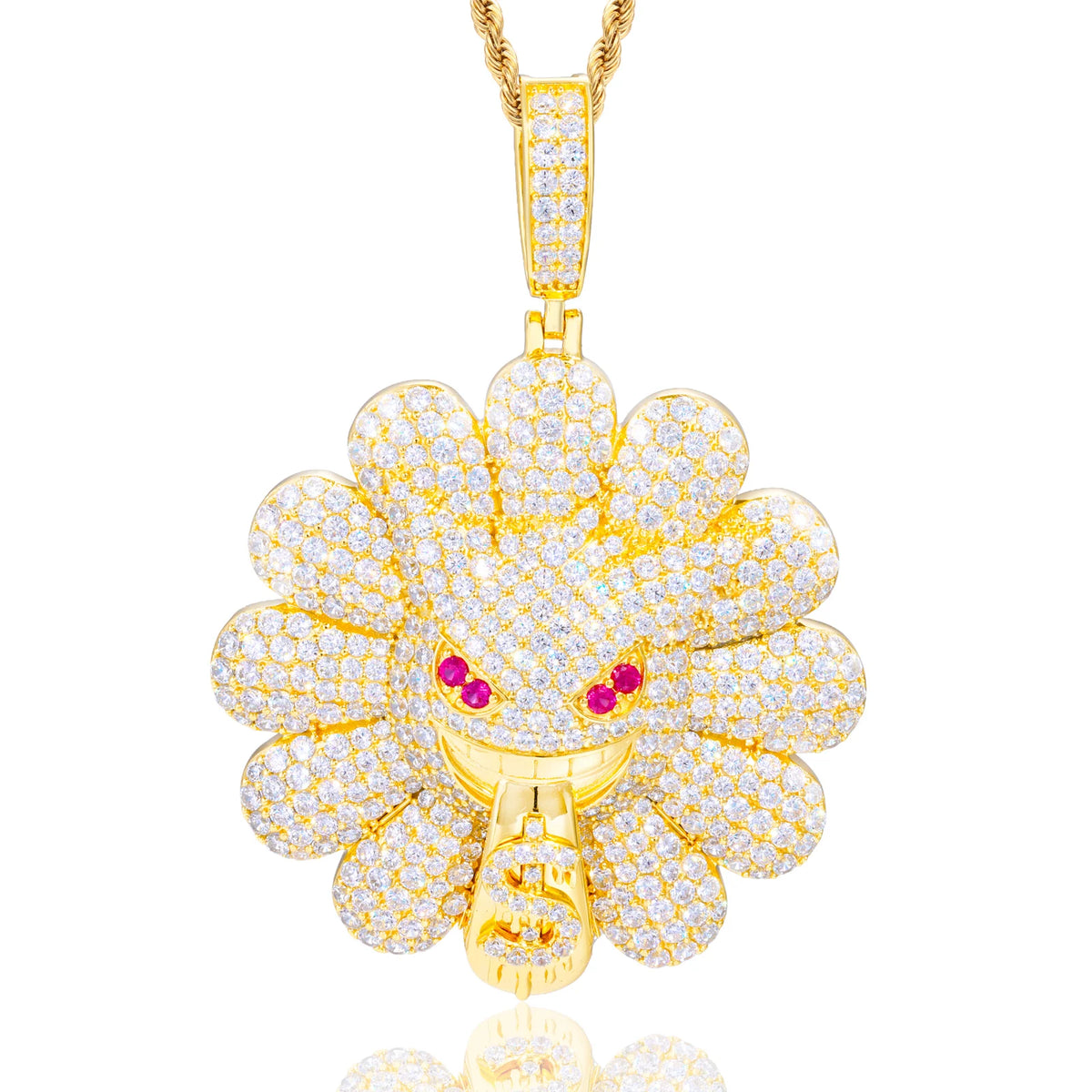 Iced Out Ghost Flower Pendant for Men, image 8