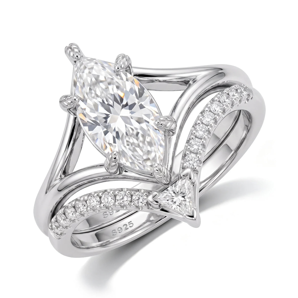 Marquise Cut Moissanite Ring Set