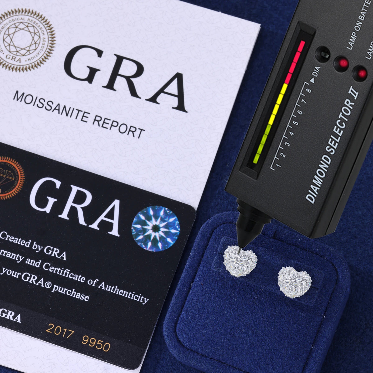 Moissanite Pave Heart Stud Earrings, image 5