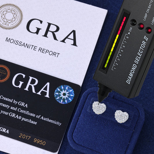 Moissanite Pave Heart Stud Earrings, image 5