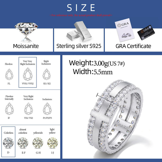 Moissanite Double Row Eternity Band Ring, image 4