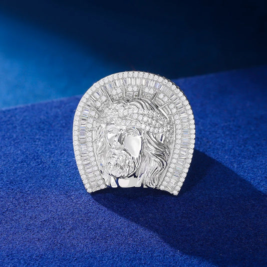 Iced Out Jesus Head Ring for Men, image 6