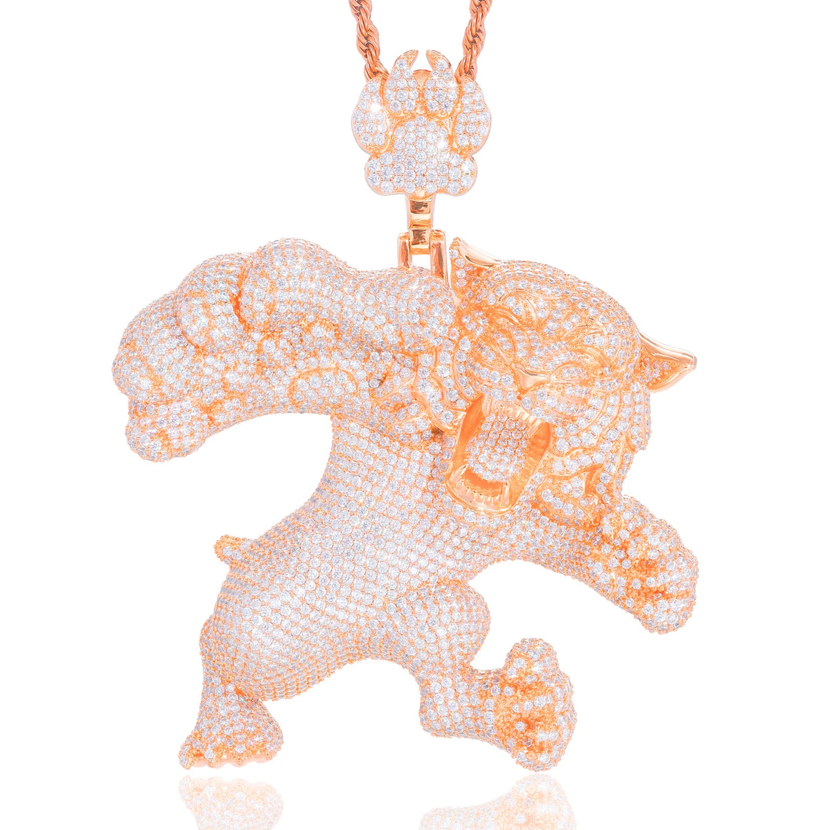 Iced Out Tiger Pendant Necklace for Men, image 8