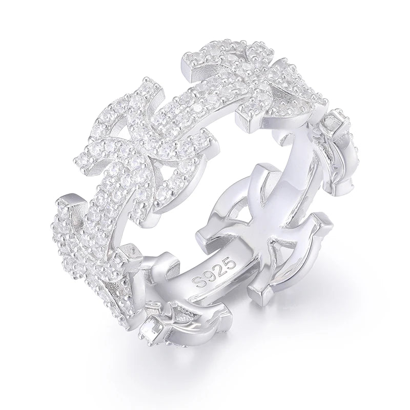 Iced Out Byzantine Pattern Band Ring