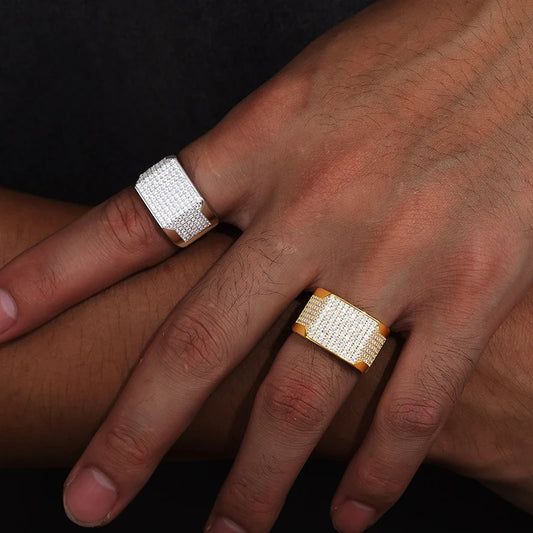 Iced Out Moissanite Square Signet Ring for Men, image 4