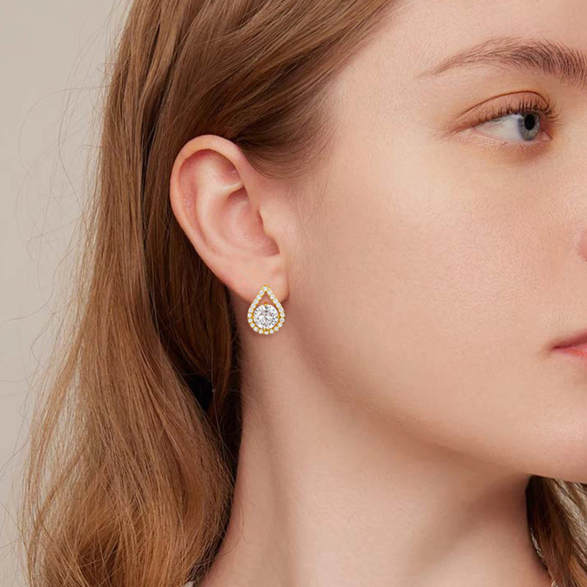 Moissanite Teardrop Halo Stud Earrings, image 6
