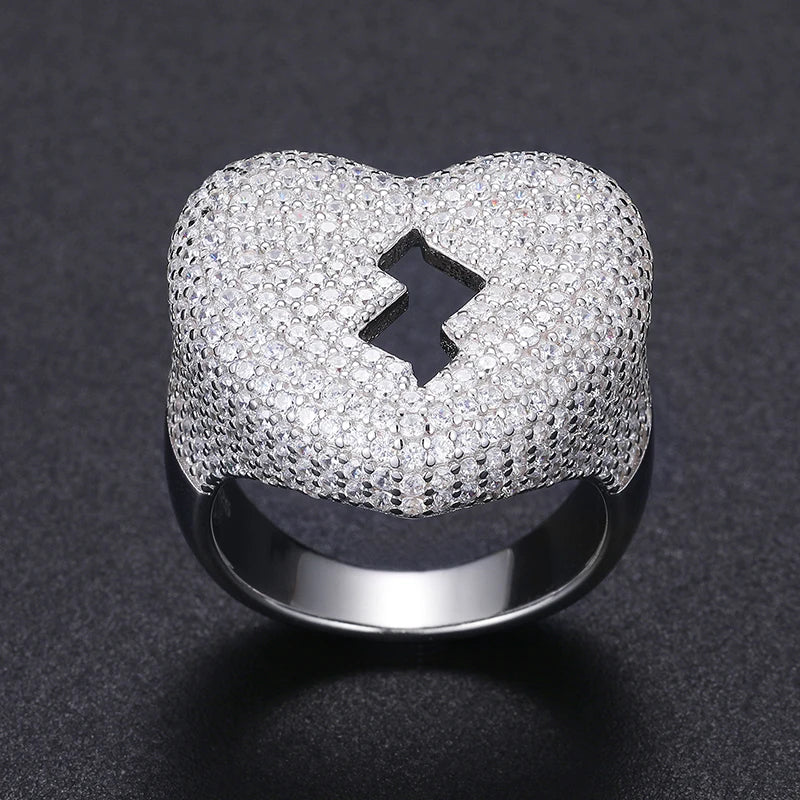 Iced Out Moissanite Cracked Heart Ring, image 4