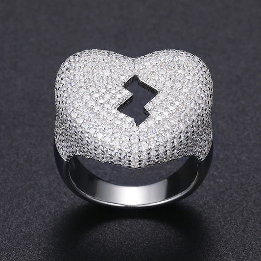 Iced Out Moissanite Cracked Heart Ring, image 4