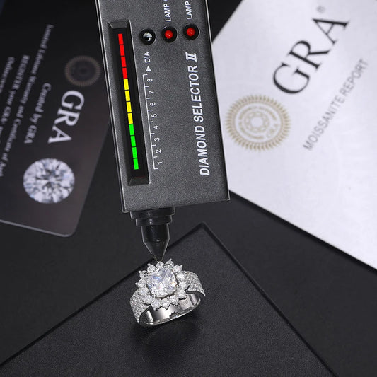Iced Out Moissanite Flower Ring, image 3