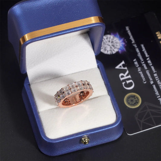 Two Row Baguette Iced Out Band Ring for Men, image 2