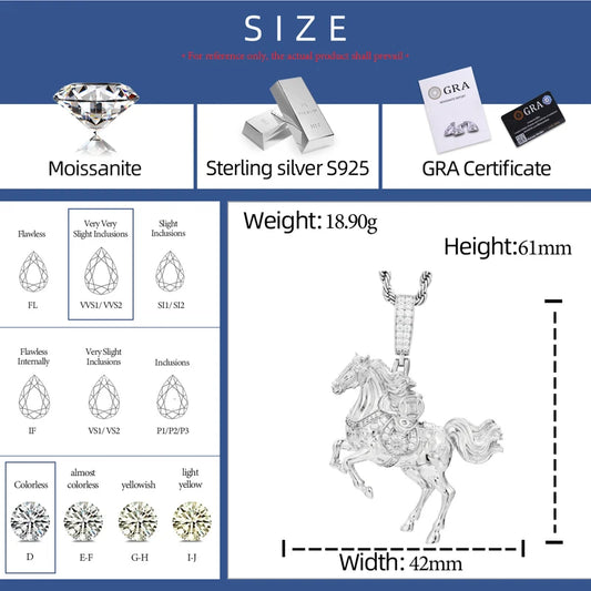 Iced Out Horse Pendant Necklace for Men, image 3