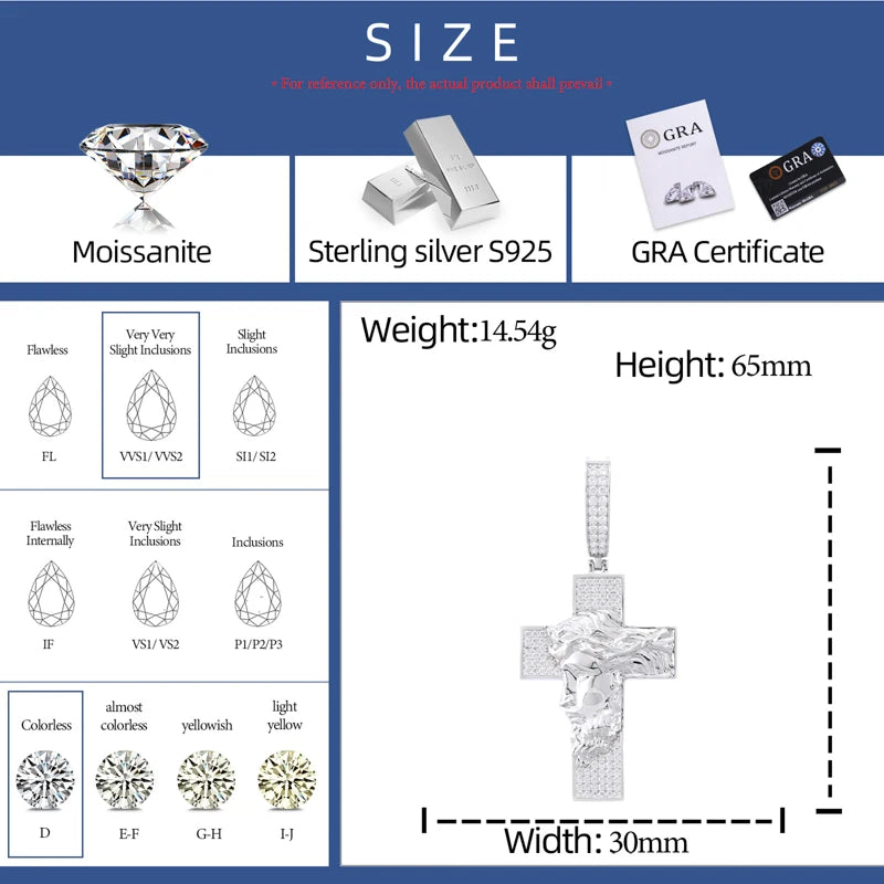 Iced Out Jesus Cross Pendant Necklace for Men, image 3