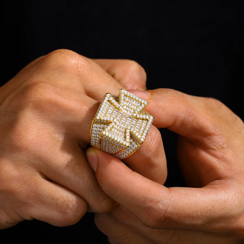Iced Out Cross Ring for Men, image 3
