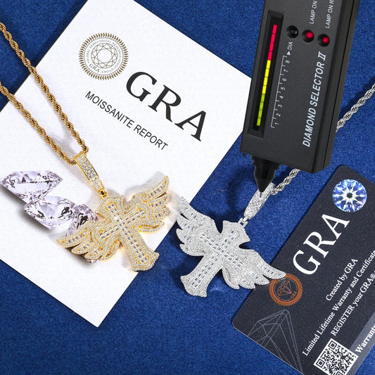 Iced Out Angel Wing Cross Pendant Necklace, image 3