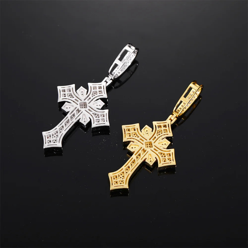 Iced Out Two Layer Cross Pendant Necklace for Men, image 5