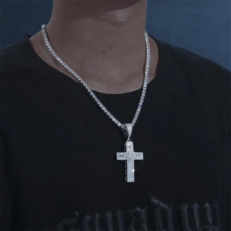 Iced Out Cross Pendant for Men, image 7