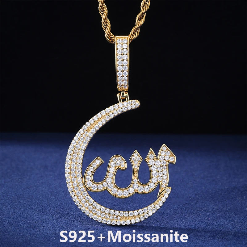 Iced Out Allah Pendant Necklace, image 9