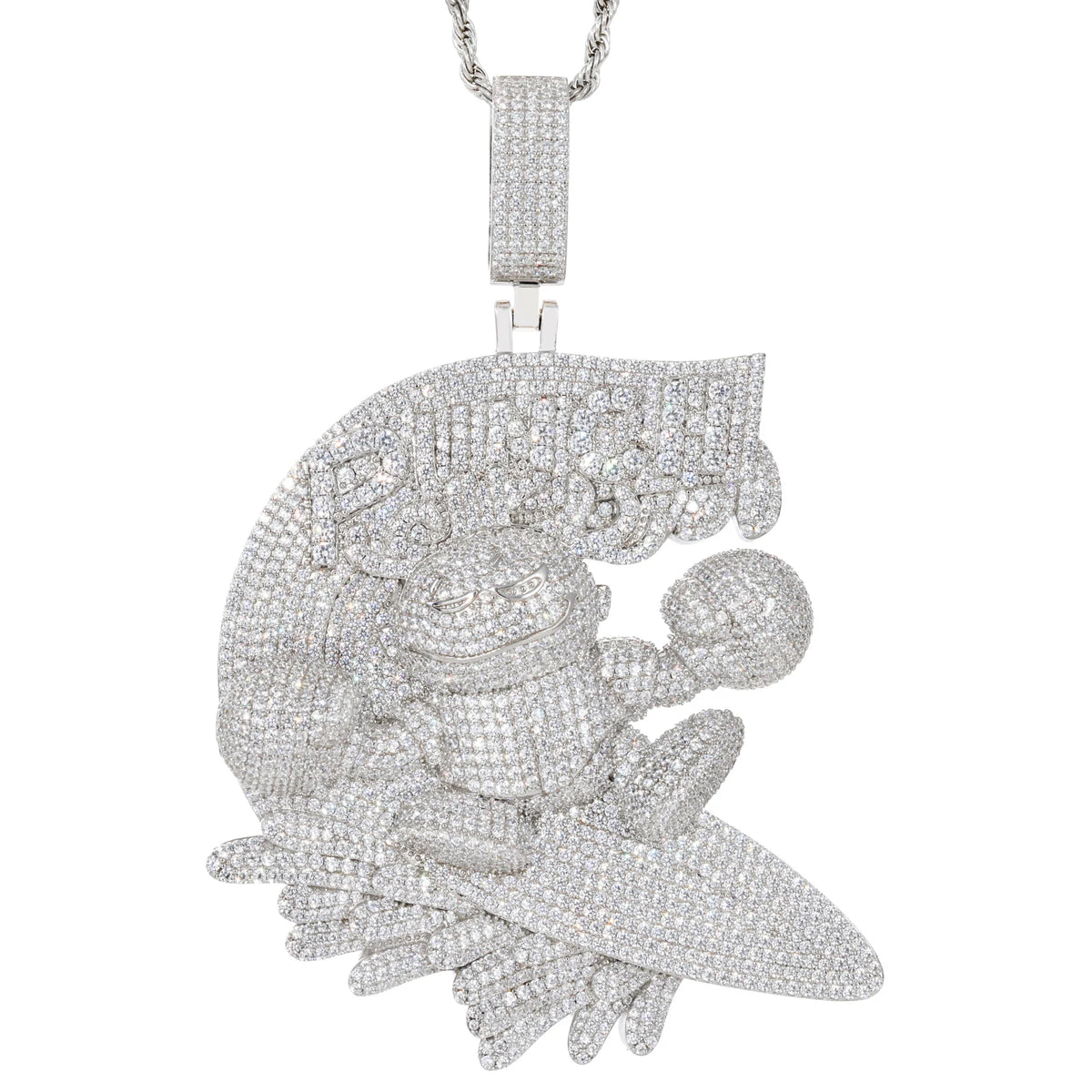 Iced Out Cartoon Boxer Pendant Necklace for Men
