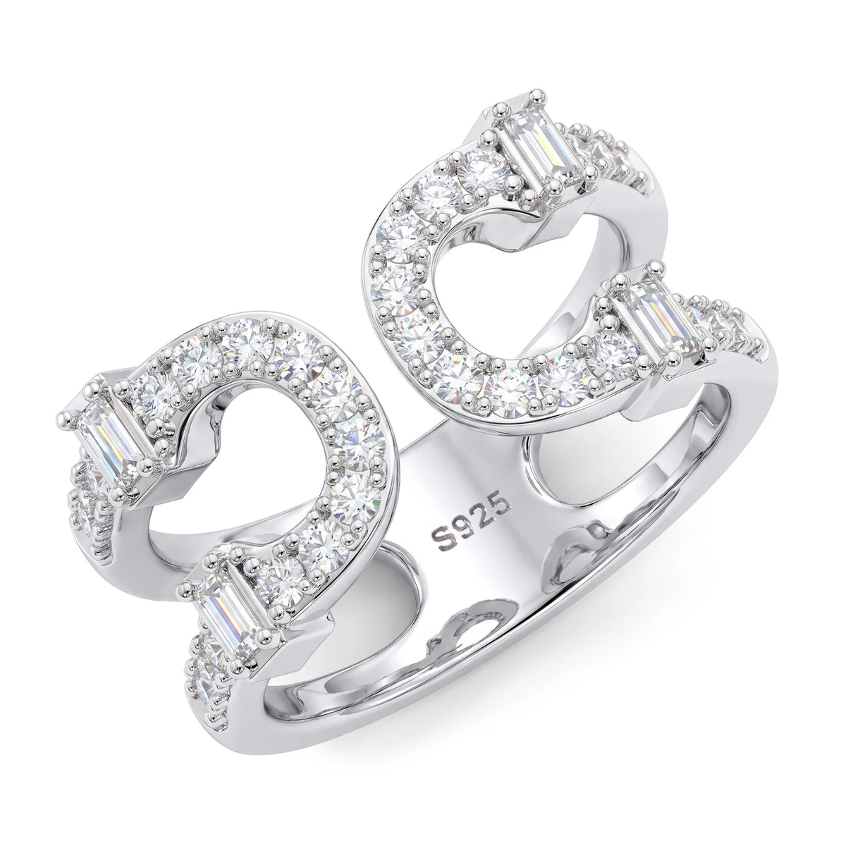 Moissanite Double Horseshoe Open Ring