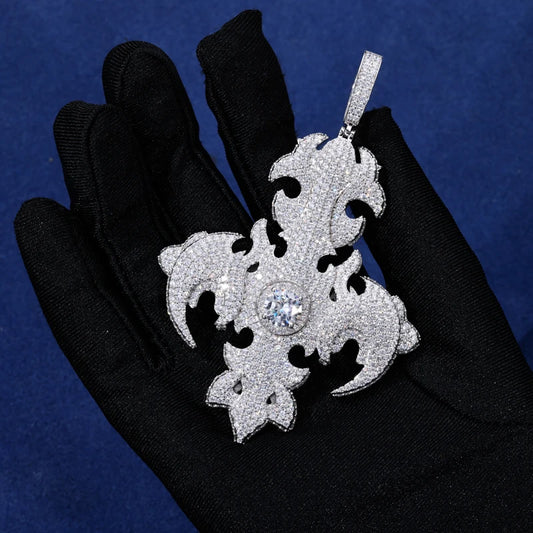 Iced Out Flame Cross Pendant for Men, image 5