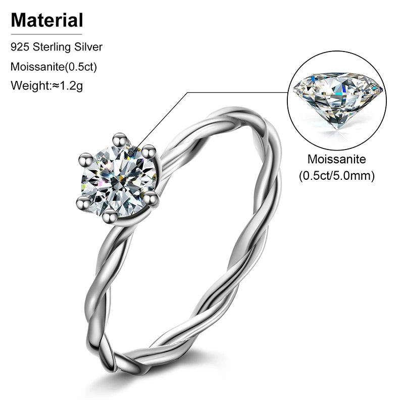 Moissanite Twisted Rope Solitaire Ring, image 4