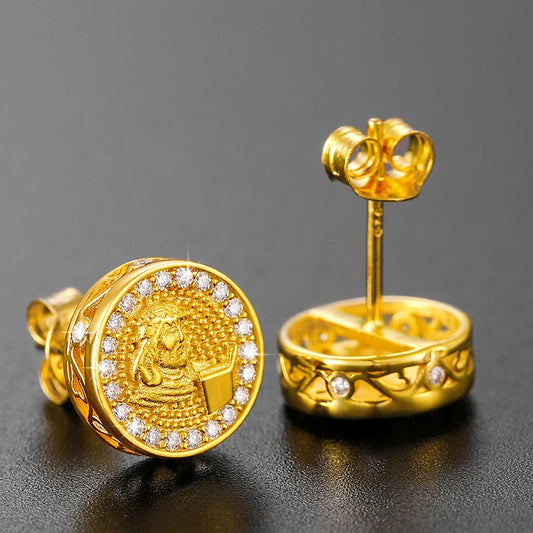 10mm Moissanite Medallion Stud Earrings for Men, image 4