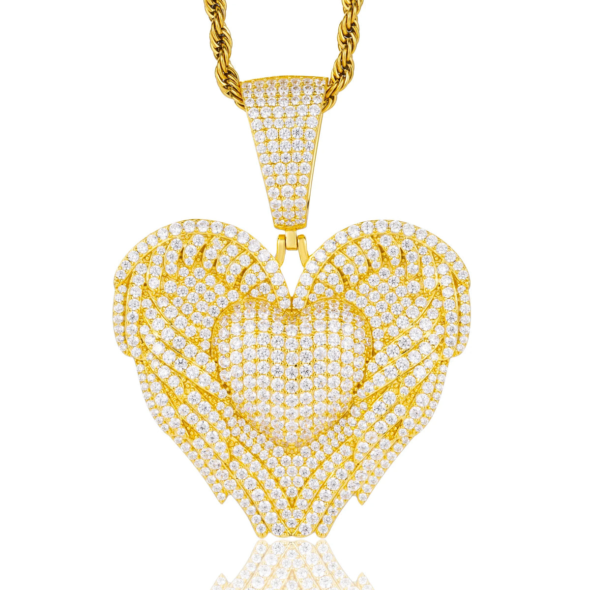 Iced Out Winged Heart Pendant Necklace, image 9