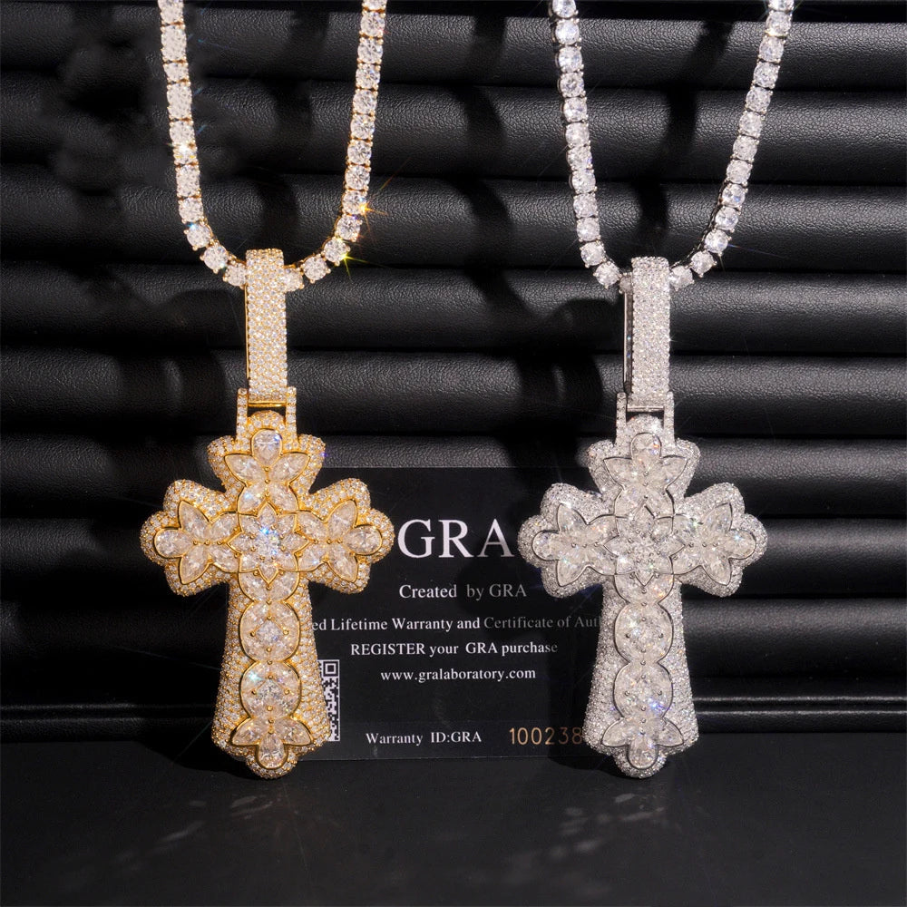 Flower Cross Pendant Necklace for Men, image 4