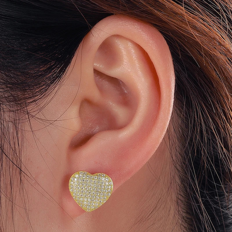 Pave Heart Stud Earrings, image 8