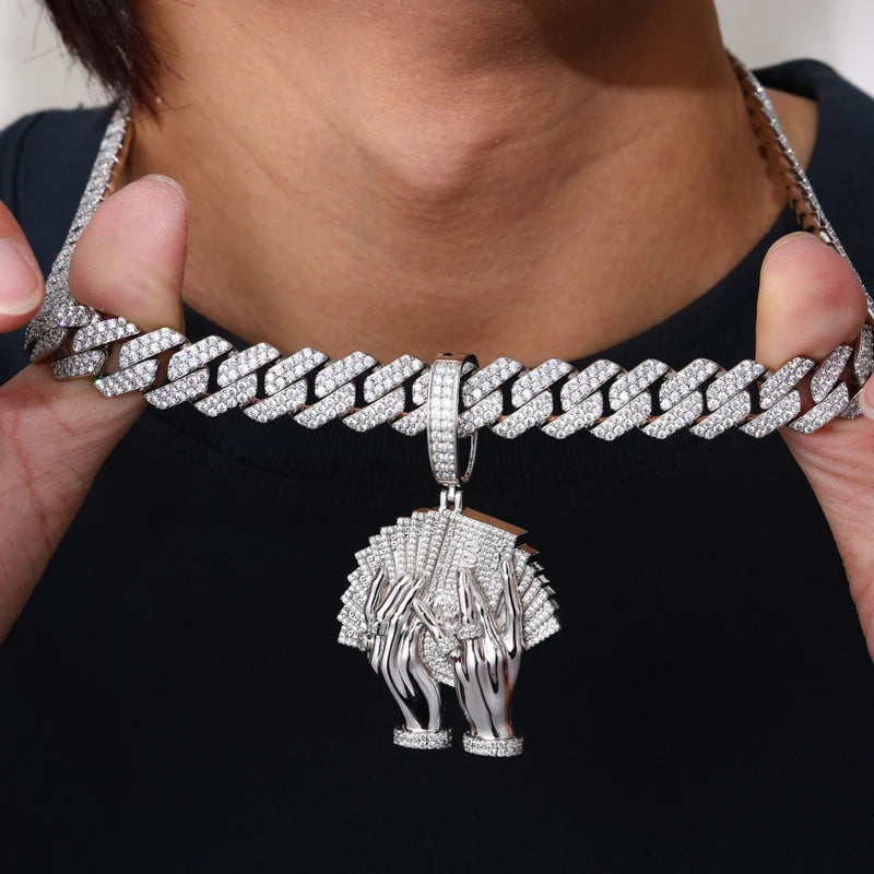 Iced Out Money Pendant Necklace for Men, image 3