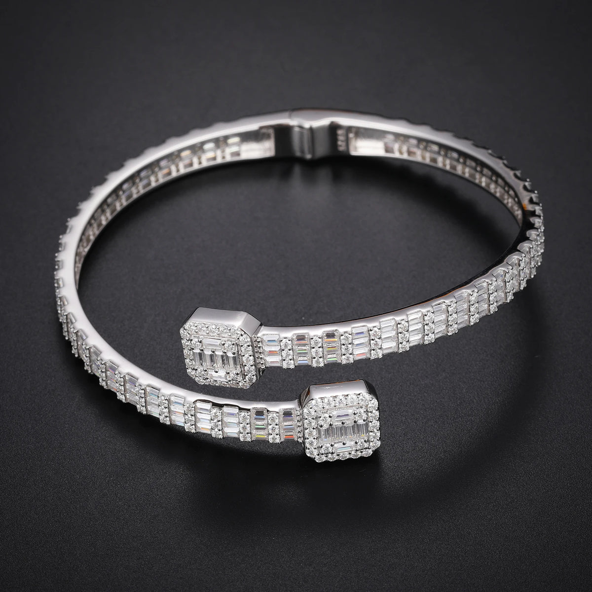 Iced Out Open Cuff Bracelet for Men, image 2