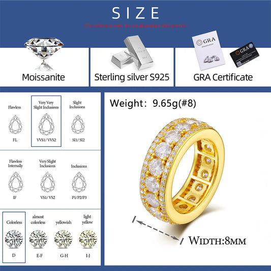 Iced Out Moissanite Wide Band Pave Ring for Men, image 4