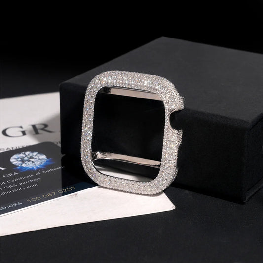 Iced Out Moissanite Watch Case for Apple Watch 45mm