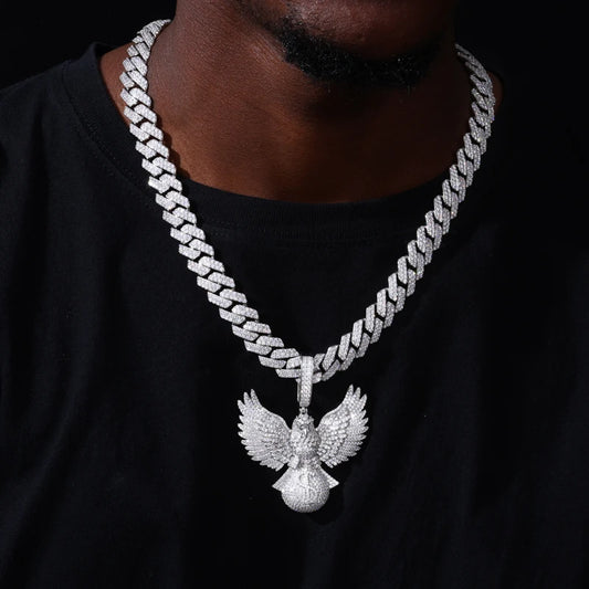 Iced Out Eagle and Money Bag Pendant Necklace for Men, image 6