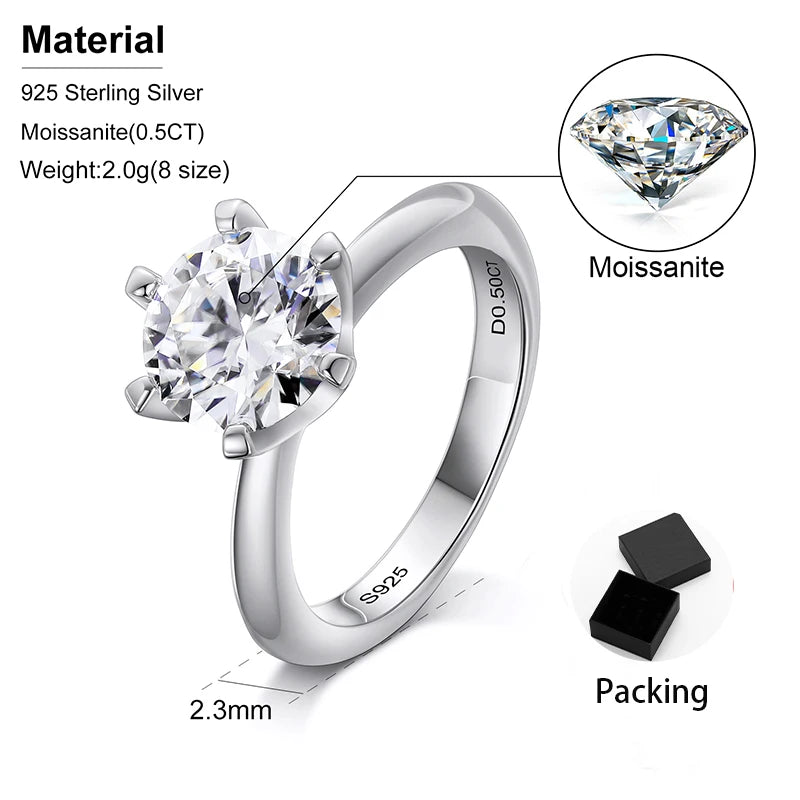 Round Cut Moissanite Solitaire Ring, image 8
