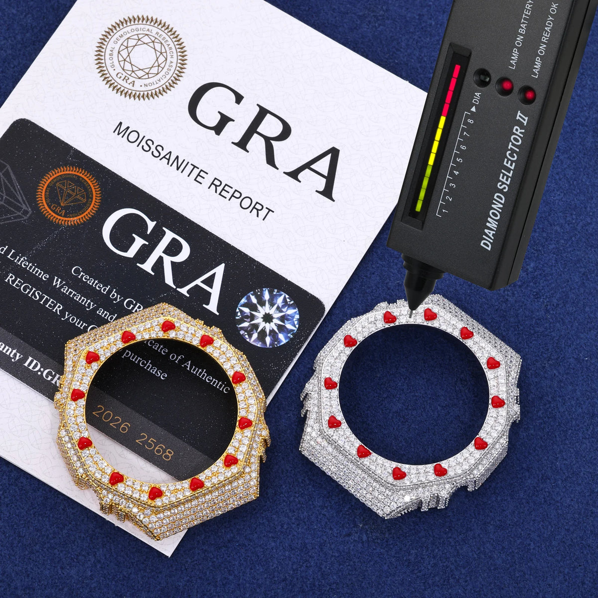 Iced Out Red Heart Watch Bezel, image 3